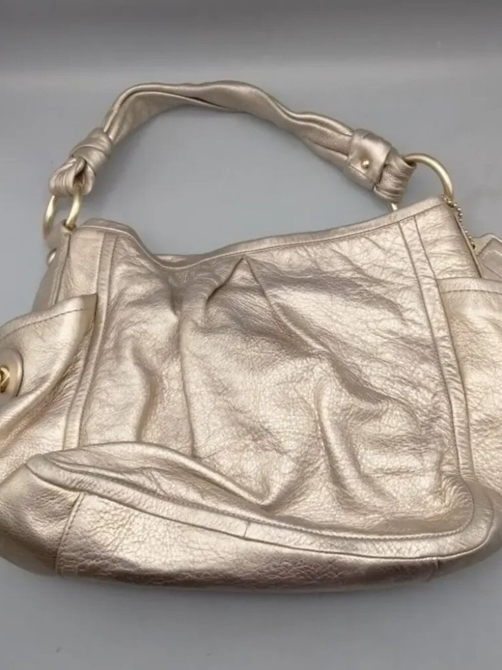 Coach Parker 13466 Metallic Rose Gold Leather Shoulder Bag